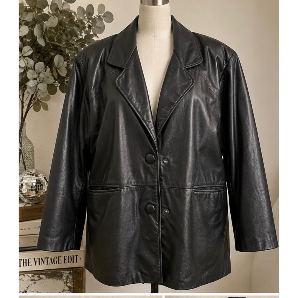Vintage Comint Black Leather Blazer